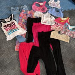 Size 6-8 Kids 6Leggings 1 Jeans 👖 , 9 Crop Top 1 Xoxo Shirt 