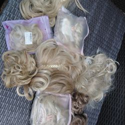 a Dozen Plus Bun Hair Pieces Clipped Wig