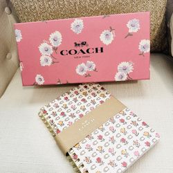 Coach Pink Floral Cosmetic Bag Set + Notebook – Brand New ($108 Value)