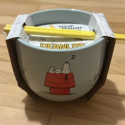Snoopy Ramen Food Bowl With Chopsticks 