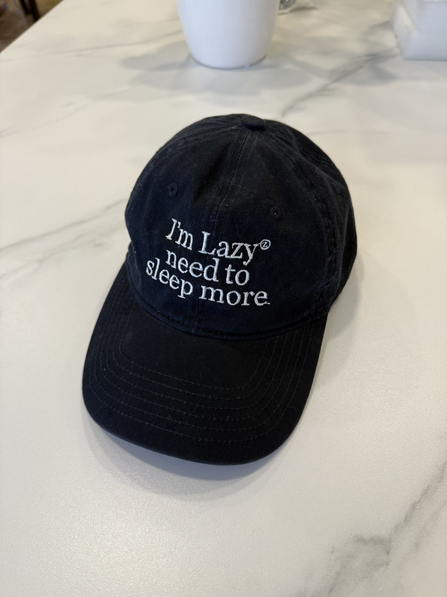 Dark Blue Hat with White Embroidery Aespa Karina Hat Kpop