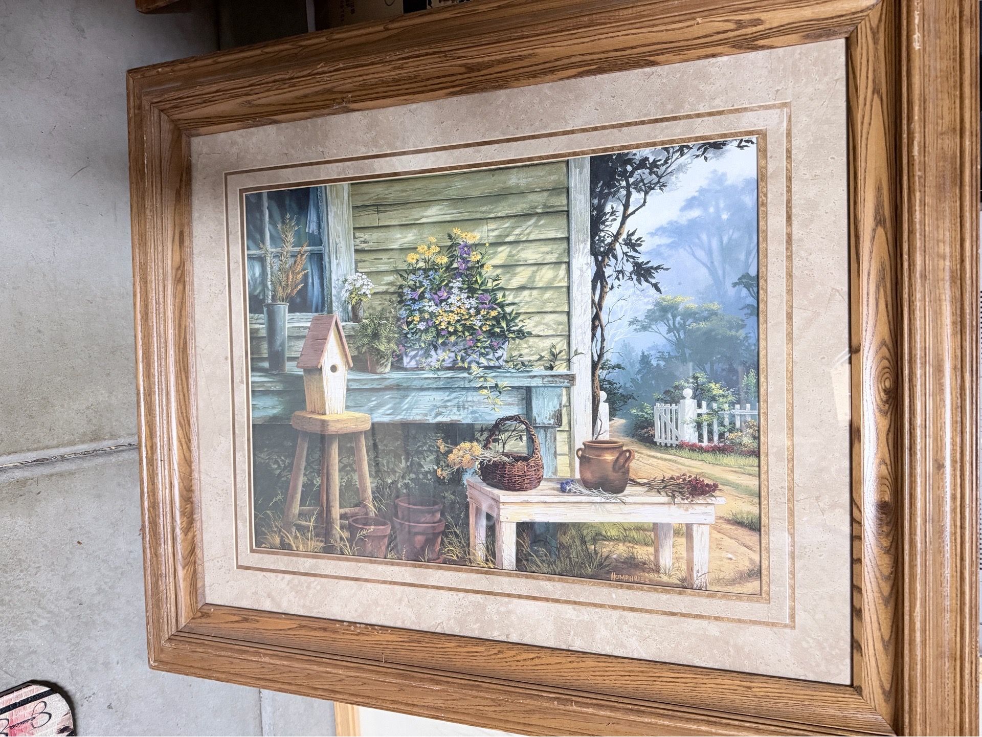 31x38” Garden print glass framed