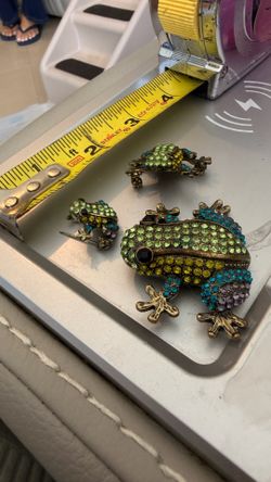 Off Park Collection Frog Brooch Set of 3 - Gold Tone Rhinestone Costume Jewelry