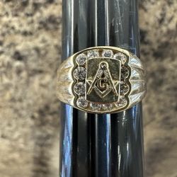 10k Masonic Ring Size 10.5 With Czs 