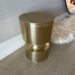 Modern Brass Drum Side Table / Accent Stool