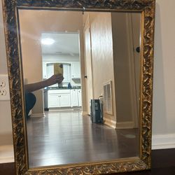 Vintage Ornate Gold Mirror – Heavy, 29x23 inches