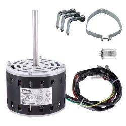 189}Happybuy 1/3HP Furnace Blower Motor, 110/120V 4.4Amps, 1075RPM 4-Speed, CW/CCW Rotation, 48 Frame, 5.2" Shaft, Includes 5uF/370V Capacitor & 11" H