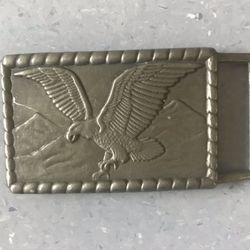 Nice American Bald Eagle Flying Over Mountain Range Gray Rectangular Belt Buckle