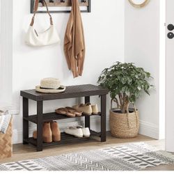 Shoe Rack Bench, 3-Tier Bamboo Shoe Storage Organizer, Entryway Bench, Holds Up to 286 lb