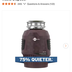 InSinkErator Evolution 1300, 3/4 HP Garbage Disposal, Advanced Series EZ Connect Continuous Feed Food Waste Disposer