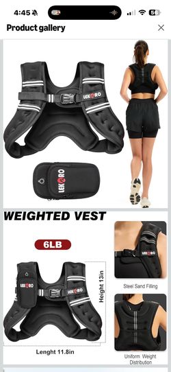 No-Bounce Adjustable 6LB Weighted Vest