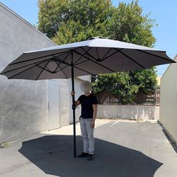 (NEW) $95 Large 15 FT Double Sided Umbrella Outdoor Patio Garden Yard (Weight base not included)