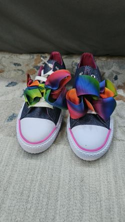 Legacee Grey Shoes Colorful Bow Jojo Siwa - Size 3 1/2