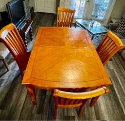 Wood Dining Table with 4 Chairs