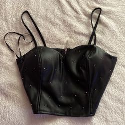 leather crop top