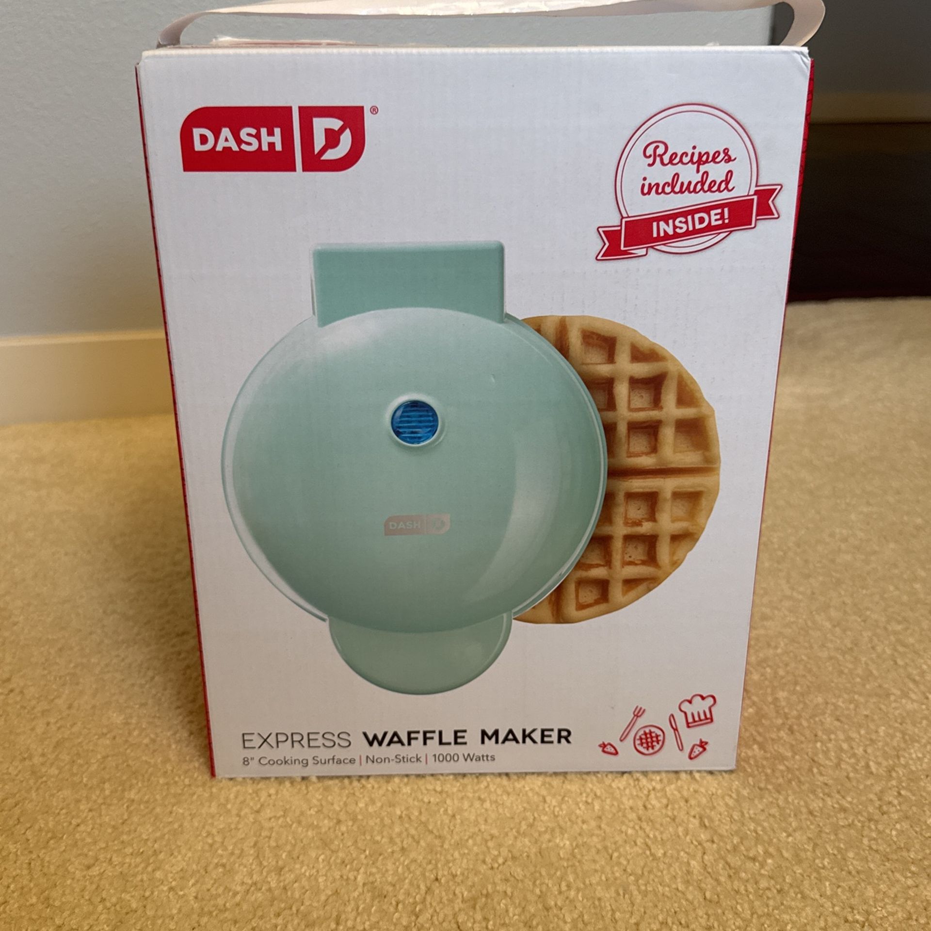 New In Box: Dash 8” Express Waffle Maker