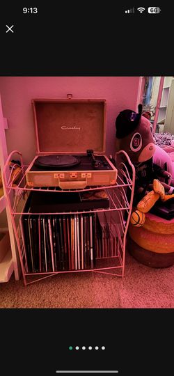 Pink vinyl record Player Storage / Organizer