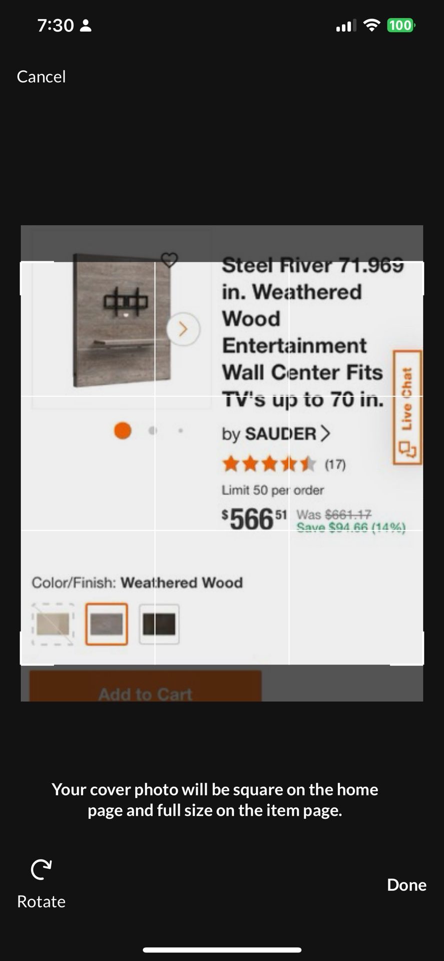 Entertainment Wall Center Fits TV's up to 70in. Steel River 71.969in. Weathered Wood BRAND NEW $150 obo