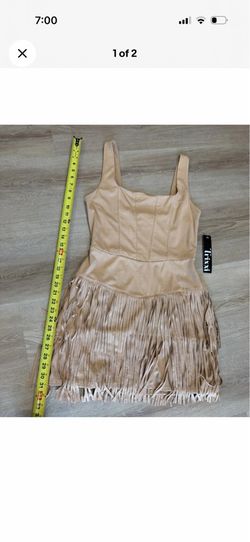 Trixxi Tan Brown Fringe Dress Stagecoach Women Size S Western Cowgirl Ranch
