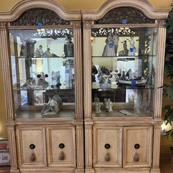 Lexington Matching Ornate Glass Display Cabinets