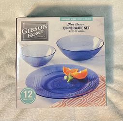 Gibson Home Blue Bayou 12-Piece Dinnerware Set – New