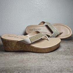 Woman Sandals Rhinestone Slip On Size 8