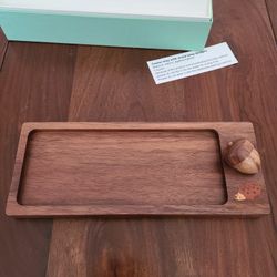 Japan Wood Castor Tray With Wood Inlay Designs