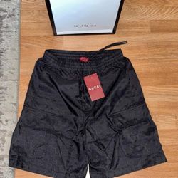 Gg Black Monogram Shorts