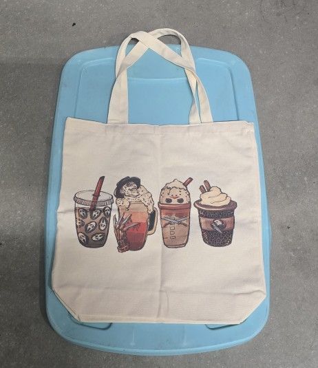 Halloween Horror Fall Coffee Canvas Tote Bag