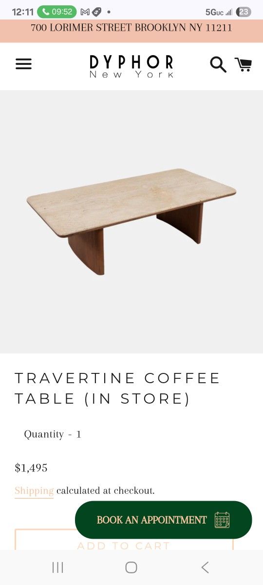 Travertine Cofee Table