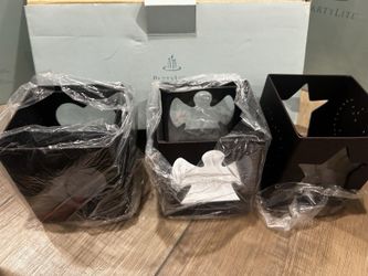 PartyLite Celestial Lights Tealight Trio Set of 3 Brown Metal & Glass luminaries