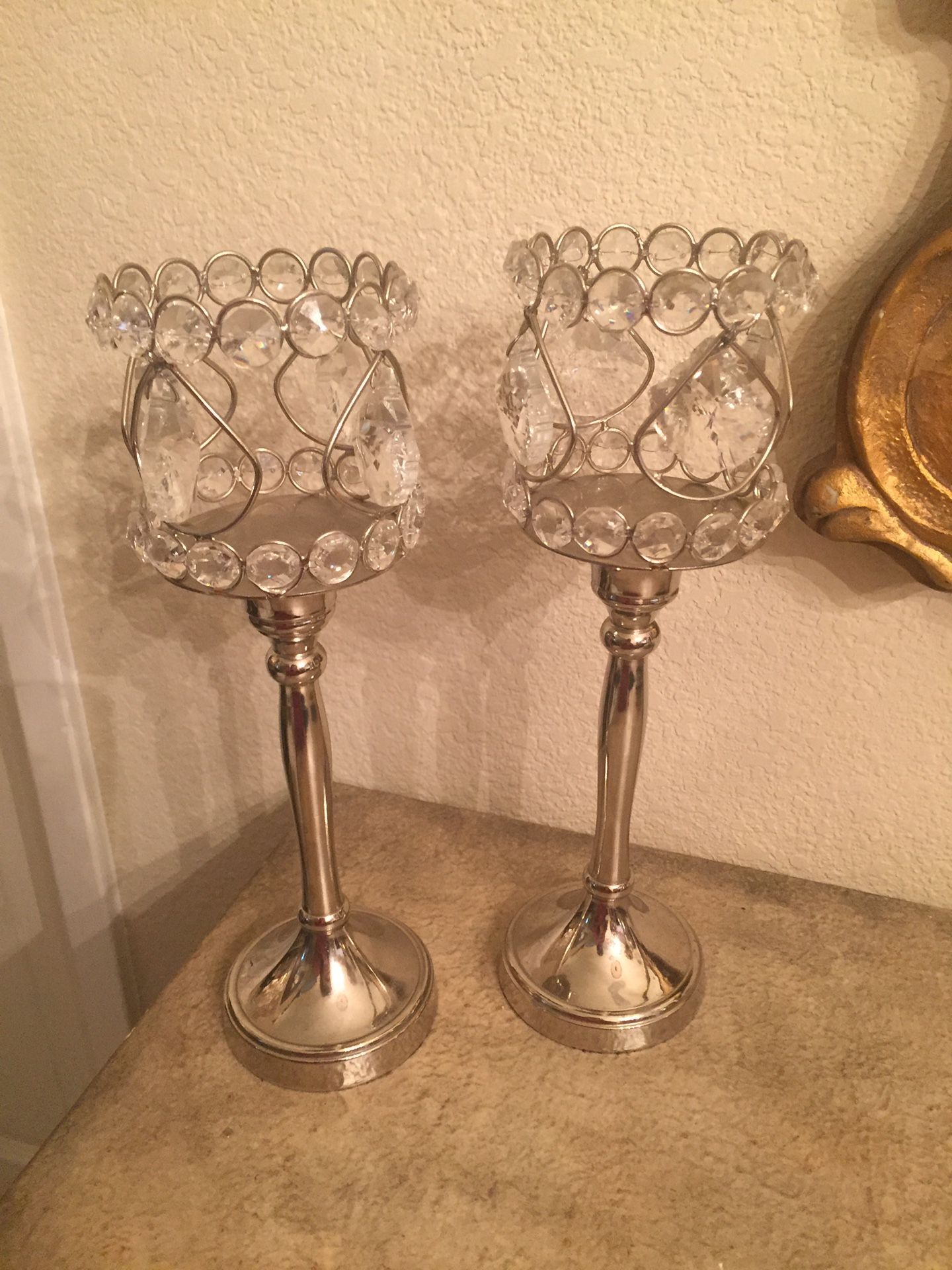 2 Adorable Crystal Candle Holder