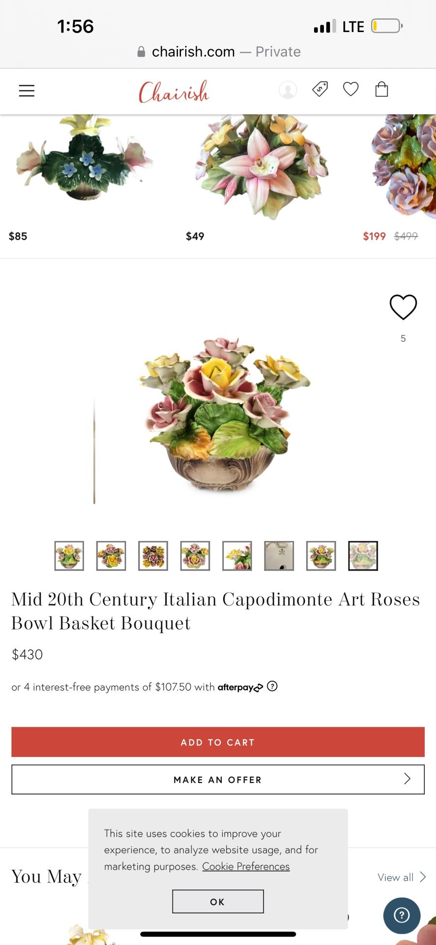 Flowers In Vase Vintage Campodimonte Italian