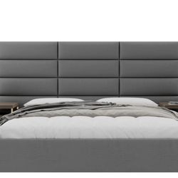 Vant King Bed Frame (Gray Leather) + Fredrick Layout Panels (16 Panels)