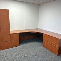 OFFICE/HOME DESK L-SHAPE DESK CORNER DESK WITH STORAGE FILE CABINET COMBO FILE 