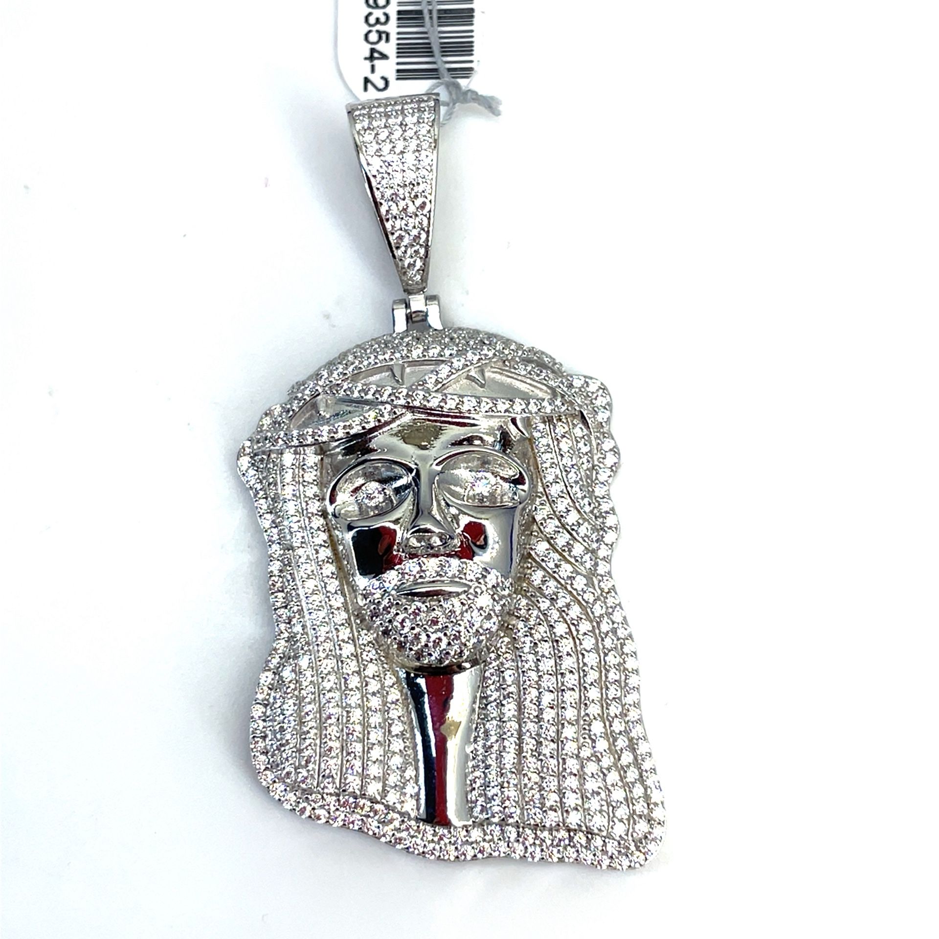 925 Sterling Silver CZ Jesus Face Pendant 16.70g 199354/2