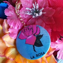 Loteria Mexicana La Rosa Keychain Mirror New