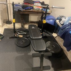 Weight Bench Set And Rubber Plates 