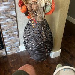 Fake Flower With Metal Planter 