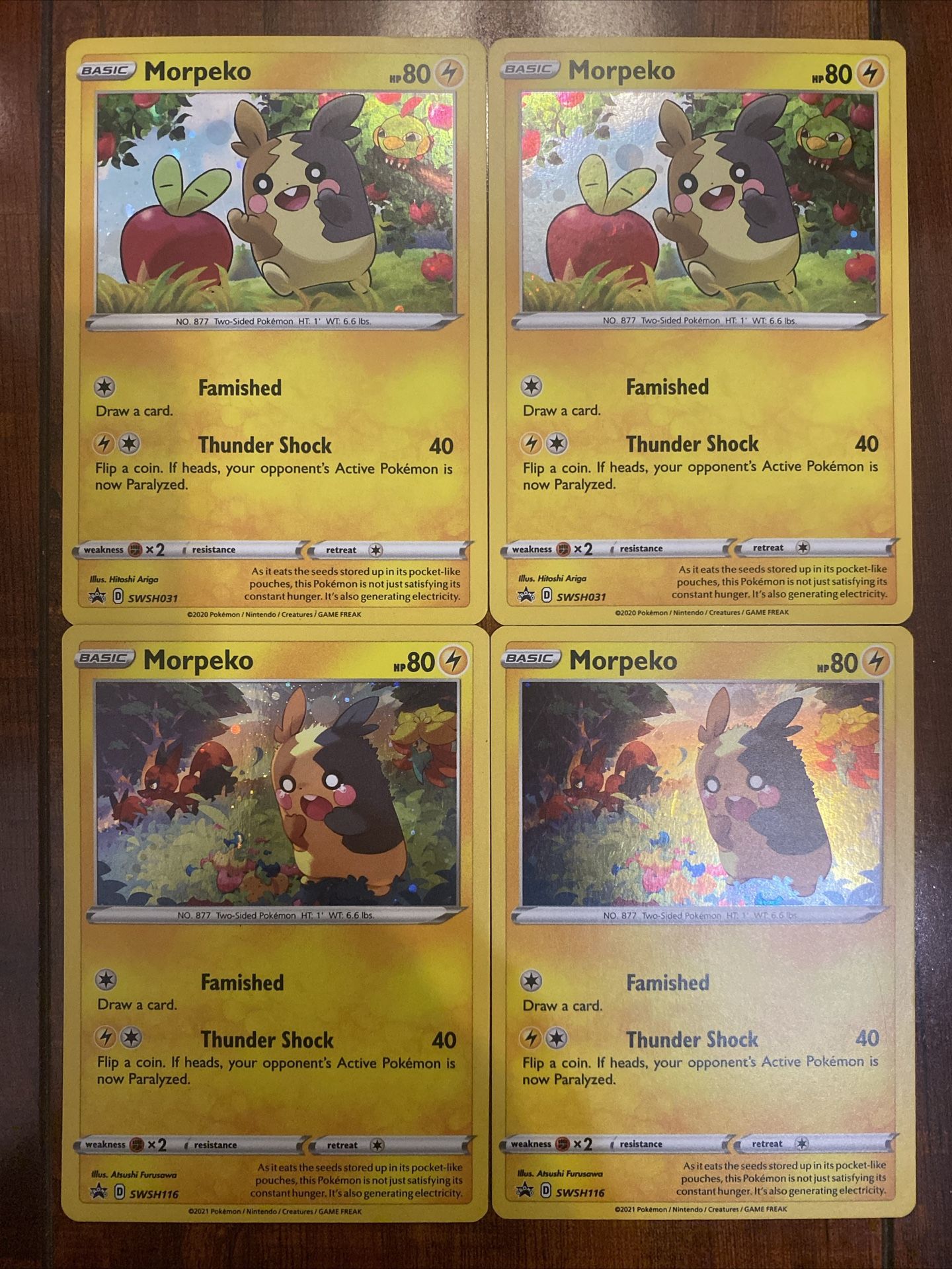 Pokemon Morpeko SWSH031 & SWSH116 Black Star Promo Holo Lot of 4 LP/NM