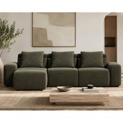New Rove Concepts Kaye Collection 
Modern Evergreen Corduroy Modular Sectional Sofa - Delivery