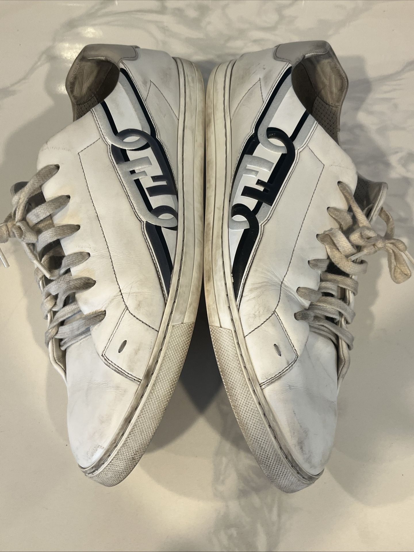 Fendi O´lock Overlay FF Logo Link Leather Low Top...