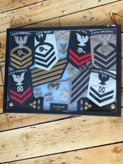WWII US NAVY Bouillon Patches Stripes Pins Rockers Boatswain’s whistle