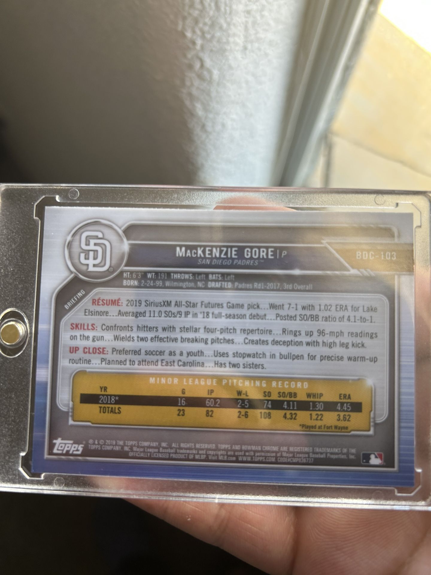Mackenzie Gore Baseball Card