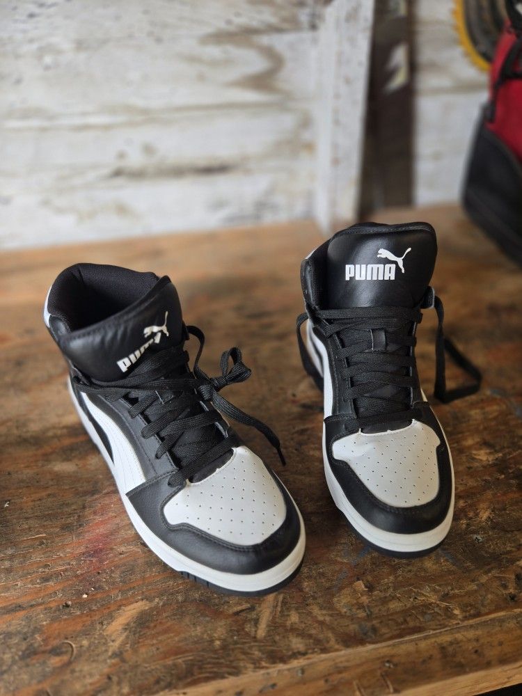 PUMA Men's Rebound LayUp SL High-Top Sneakers Black White 369573-01 Size 11