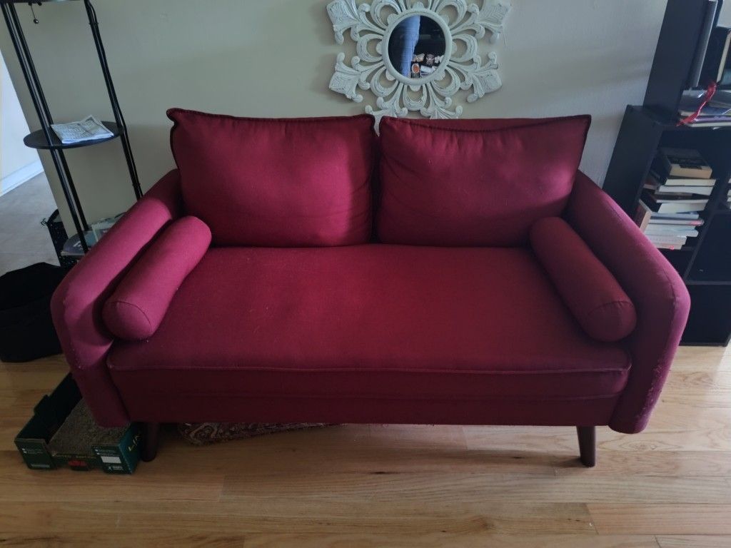 Charming Dark Red Loveseat!
