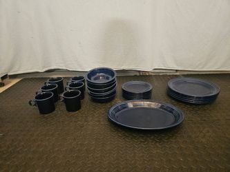 Fiesta Cobalt Blue Ceramic Dinnerware Set - 22 Pieces