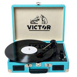 Record Player  Portable Suitcase Style  Bluetooth Built In Speakers
