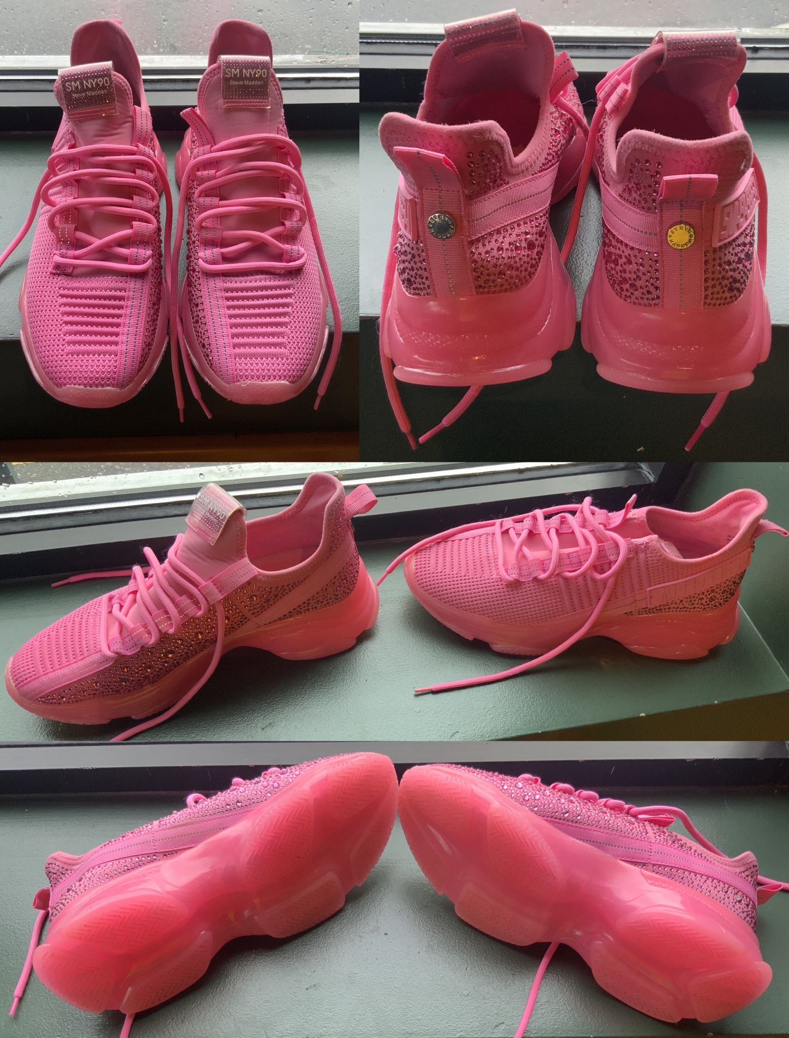 🕯️ STEVE MADDEN 🎀Maxima {Like New} Sparkle Rhinestone Sneakers, Women's Size 12M, Pink... Value $75