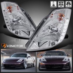 Fits 2003-2005 350Z Fairlady Z33 LED Strip HID Type Projector Headlights Lamps